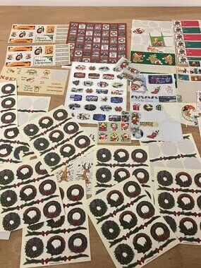 Vintage Christmas stickers and seals lot